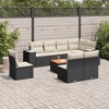 vidaXL Patio Sofa Set with Cushions Outdoor Furniture 9 Piece Poly Rattan - Black and Cream - 2 of 4