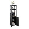 TiramisuBest Tall Slim Storage Cabinet with Shutter Door & 3 Shelves for Living Room/Kitchen/Bathroom (Black, Natural Bamboo) - 4 of 4