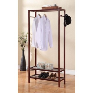 2 Tier Shelves Shoe Garment Wooden Coat Rack - 1 of 1