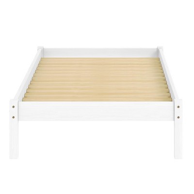 DOMETOUR Pine Solid Wood Basic Platform Bed Twin White