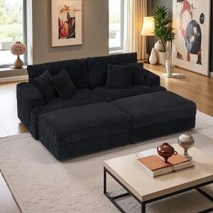82" Convertible Sectional Sofa with Double Footstools & Storage, 4 Toss Pillows - 1 of 4