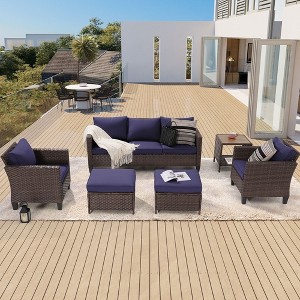 Sonkuki 6-Piece Patio Conversation Set with Side Table - 1 of 4