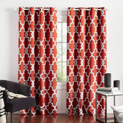 Set of 2 Ironwork Sateen Woven Room Darkening Window Curtain Panels - Exclusive Home