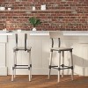 Merrick Lane Bar Height Dining Stools with Steel Supports and Footrest - Set Of 2 - 2 of 4
