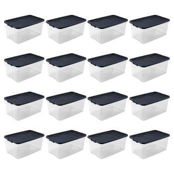 Sterilite Stackable 56 Quart Clear Home Storage Box With Handles And Marine  Blue Lid For Efficient, Space Saving Storage And Organization (16 Pack) :  Target