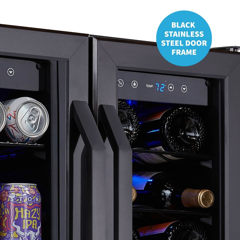 Newair 24" Wine and Beverage Refrigerator and Cooler, 18 Bottle and 60 Can Capacity, Built-in Dual Zone Fridge in Black Stainless Steel, 3 of 13