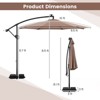Costway 10 FT Solar Offset Hanging Umbrella with 96 Solar Multi-colored Flowing LED Lights Beige/Coffee/Gray/Navy/Red/Turquoise - 3 of 4
