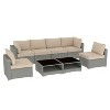 GDFStudio Dana Outdoor 6-Seater Rattan and Metal Upholstered Sectional Sofa Set with Coffee Table - 2 of 4
