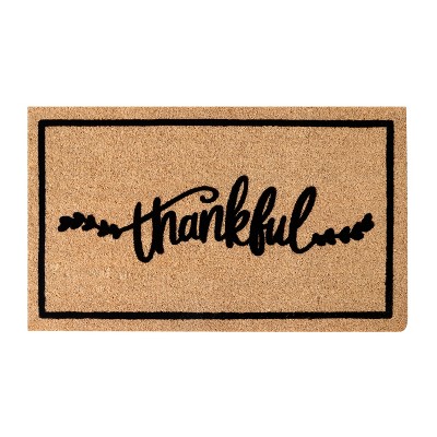 A1HC Natural Coir Flocked Door mat with Heavy Duty Non-Slip PVC Backing, Low-Profile Durable Doormat