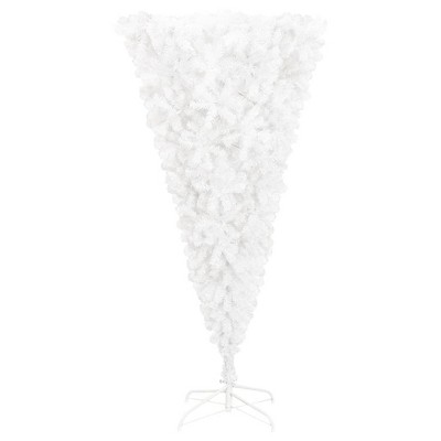 vidaXL 6ft Upside-Down Artificial Christmas Tree with Stand, White, PVC Tips, Steel Base, Modern Design