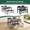 47" Modern Farmhouse Dining Table Set for 4, Includes Bench & Chairs, Metal Frame with Storage Shelf, Space-Saving Design for Kitchen, Dining Room - 3 of 4