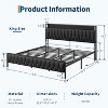 Full/ Queen/ KingBed Frame with Charging Station, Faux Leather Platform Bed with Storage Button Headboard & Footboard, No Box Spring Needed, Black - 2 of 4
