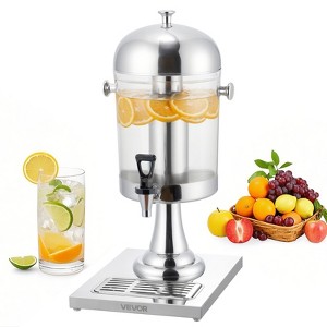 VEVOR Beverage Dispenser, 2.1 Gallon Drink Dispenser for Parties, Stainless Steel + Plastic Juice Dispensers with Spigot Ice Chamber Tray, Silver - 1 of 4