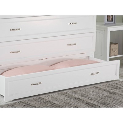 White Coastal Queen Murphy Bed Chest with Charging Station