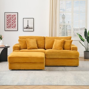 82'' L-Shaped Sectional Sofas with Movable Footstool, Storage Function, and 4 Toss Pillows - 1 of 4