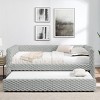 KTMBDW Twin Daybed with Trundle, Corduroy Upholstered Sofa Bed Frame with Wooden Support for Living Room, Bedroom and Guest Room - 3 of 4