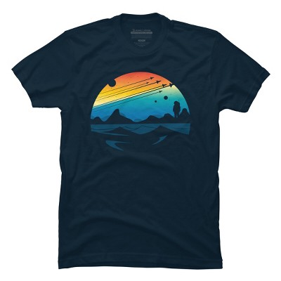 Men's Design By Humans Scenic colorful space view shuttle pilot science fiction art By happycolours T-Shirt