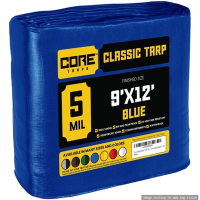 Core Tarps Heavy Duty 5 Mil Tarp Cover, UV Resistant, Rip Proof for Roof, Camping, Patio, Pool, Boat