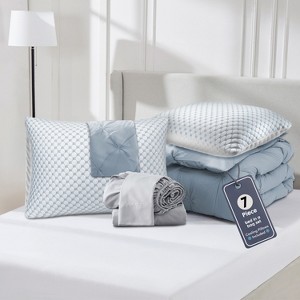 Nestl Comforter Set, 9 Piece Pinch Pleated Bedding Set, Bed in a Bag, All season Bed Set with Cooling Pillows - 1 of 4