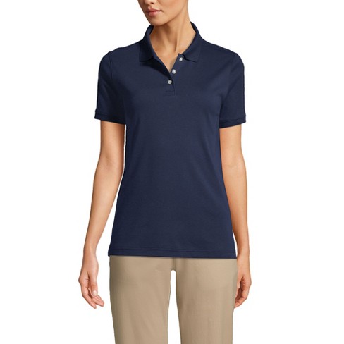 Lands End Women s Short Sleeve Interlock Polo Shirt Large Classic Navy Target