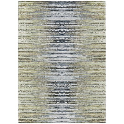 Beige Tan And Taupe Striped Washable Indoor Outdoor Area Rug
