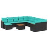 vidaXL 12 Piece Patio Sofa Set with Cushions Black Poly Rattan - 2 of 4