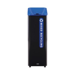 Rubbermaid Commercial Sustain Decorative Refuse with Recycling Lid, 15 gal, Metal/Plastic, Black/Blue - 1 of 4