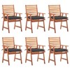 vidaXL Outdoor Chair Set of 6 Natural Wood Solid Acacia Wood and Polyester - 2 of 4