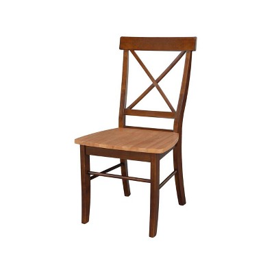 Set of 2 X Back Chairs with Solid Wood Seats Cinnamon/Espresso - International Concepts