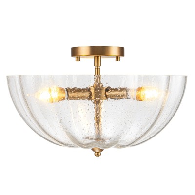 LLHZSY Modern Ceiling Light Semi Flush-Mount Fixture 15 9/10" Brass Bubble Clear Glass for Bedroom Kitchen Living Room