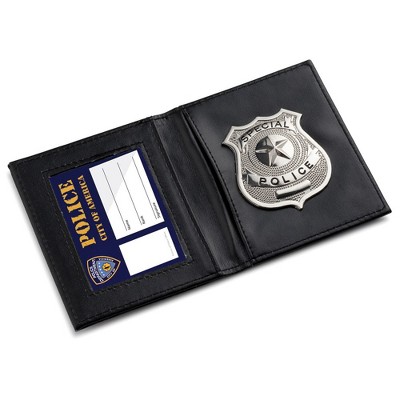PU Leather Badge Card Holder Wallet with Cards Storage Neck