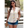 I AM A FASHION JUNKY Plus Pleated Print V Neck Ruffle Fit Shirt - 4 of 4