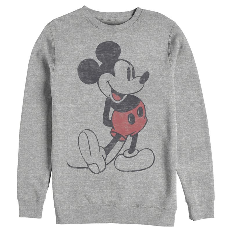 Men's Mickey & Friends Distressed Mickey Mouse Pose Sweatshirt, 1 of 5