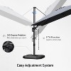 PURPLE LEAF Cantilever Umbrella Left-right Tilting Swivel Large Square Patio Umbrella Outdoor Offset Umbrella with 360°Rotation Adjustable With Base - 4 of 4