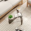 Tangkula Triangle Coffee Table w/ Tempered Glass Top & Adjustable Rubber Wood Base - 3 of 4