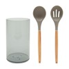 Juvale 7-Piece Silicone and Bamboo Wood Kitchen Utensil Set with Holder, Ladle, Slotted Turner, Slotted Spoon, Serving Spoon, and Pasta Server - 4 of 4