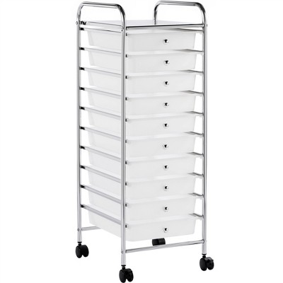 Yaheetech 10 Drawers Rolling Storage Cart Metal Frame Plastic Drawers ...