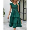 Clearlove Women's Summer Casual Dresses Cap Ruffle Sleeve V Neck Button Belted Boho Maxi Dress - 4 of 4
