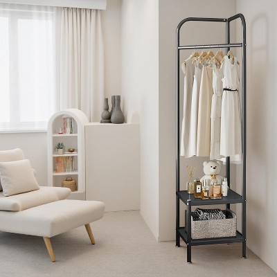 Corner Coat Racks, Heavy Duty Clothing Rack, Freestanding Garment Rack, Metal Clothes Racks Shoes Shelf Organizer for Entryway Bedroom