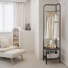 Modern Corner Coat Rack, Space-Saving Metal Clothes Organizer, Freestanding Hall Tree with Shelves for Entryway/Bedroom/Office - 2 of 4