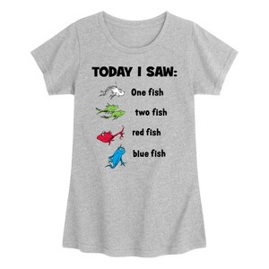 Girls' - Dr. Seuss - Today Saw One Fish Fitted Short Sleeve Graphic T-Shirt - 1 of 4