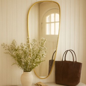 TEHOME Chrome Asymmetrical Bathroom Mirror Irregular Shaped Wall Mirror - 1 of 4