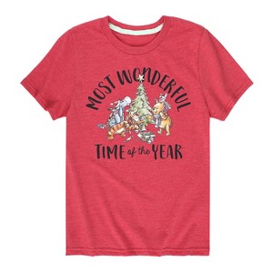 Boys' - Winnie the Pooh - Christmas Most Wonderful Time of the Year Short Sleeve Graphic T-Shirt - 1 of 4
