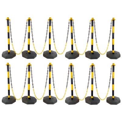 Traffic Delineator Post Cones with Fillable Base, Adjustable Plastic Safety Barrier with 5Ft Plastic Chain