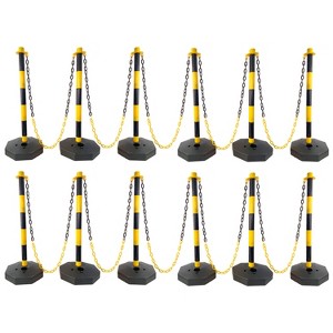 Traffic Delineator Post Cones with Fillable Base, Adjustable Plastic Safety Barrier with 5Ft Plastic Chain - 1 of 4