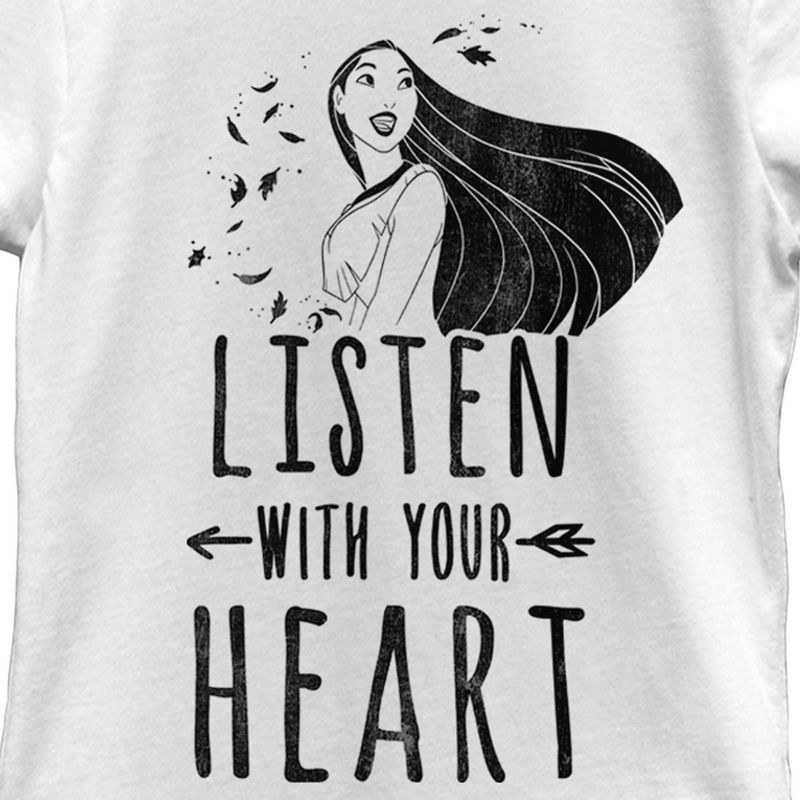 Girl's Pocahontas Listen Heart T-Shirt, 2 of 5