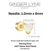 Heart Flat Back Opal Earrings for Cartilage Helix Tragus Lobe16g Gold over Sterling Silver Studs Pair by Ginger Lyne - 3 of 4