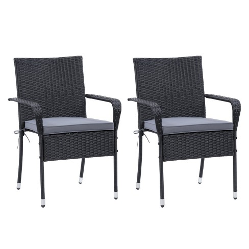 Parksville 2pk Patio Stackable Dining, Stackable Wicker Chairs With Cushions