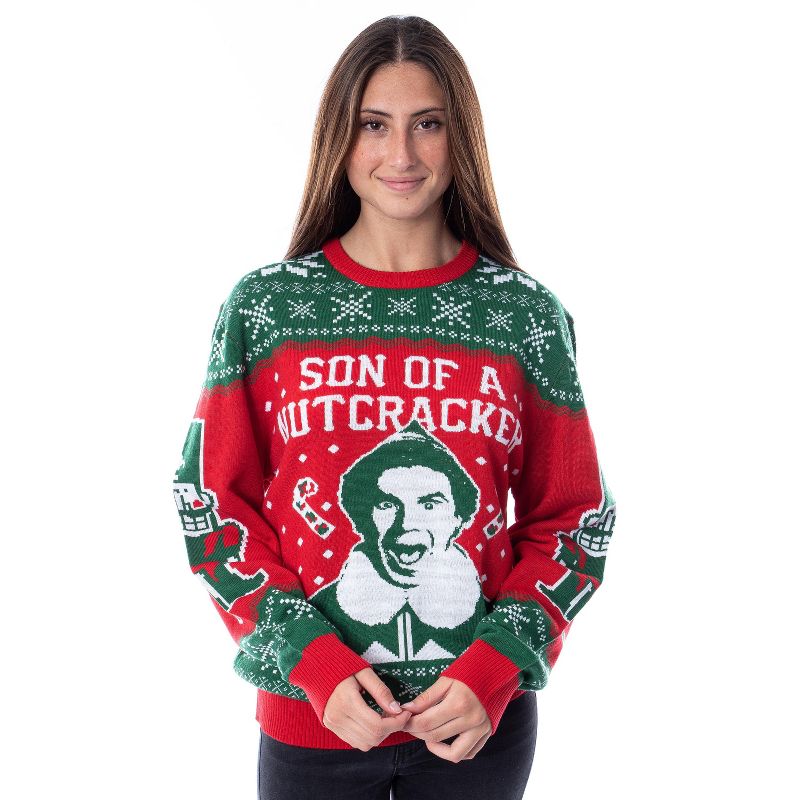 ELF Movie Men's Son of a Nutcracker Ugly Christmas Sweater Knit Pullover, 2 of 5