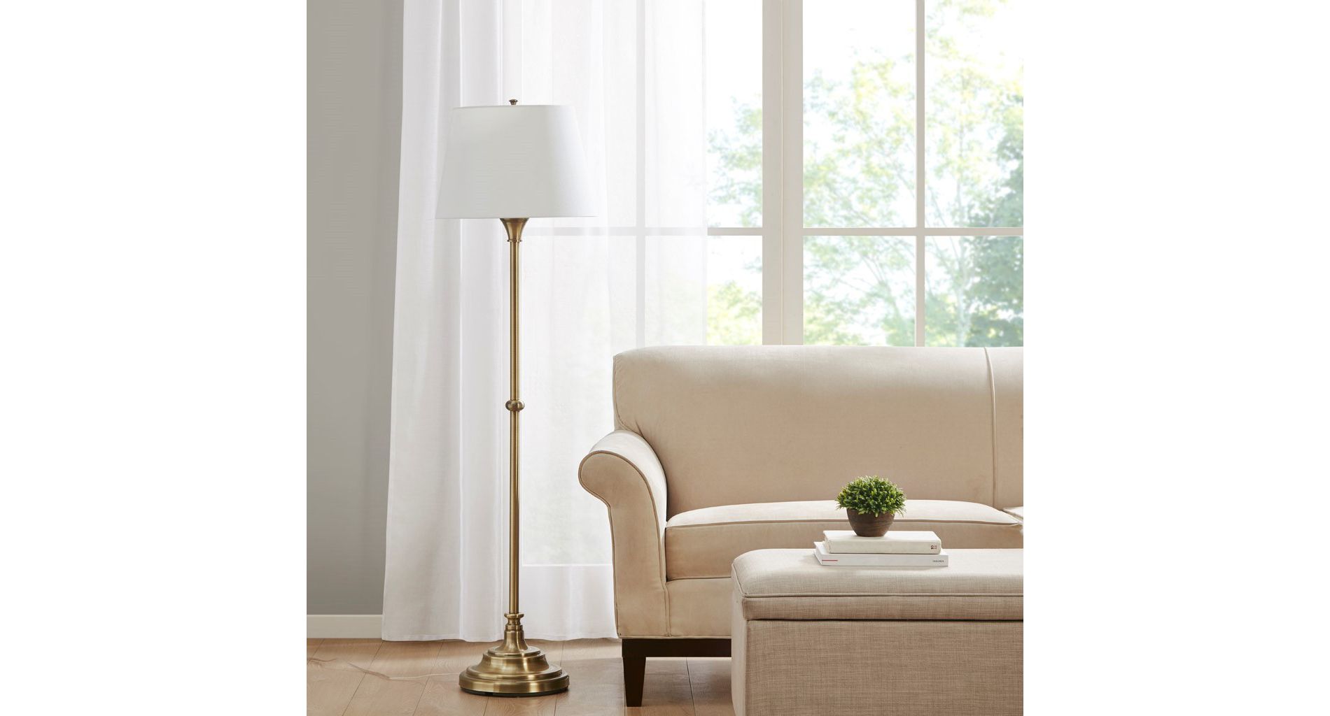59 inch Floor Lamp with 16 inch Round Shade for Living Room, 1 Type A 9W LED Bulb Included, Plug-in with 72 inch Cord